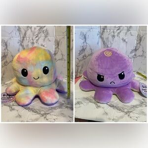 NWT, Teeturtle BIG Reversible Plushies Octopus Plush - Multicolor & Purple
